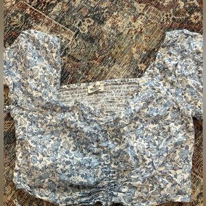 Hollister Blue Floral Crop Top